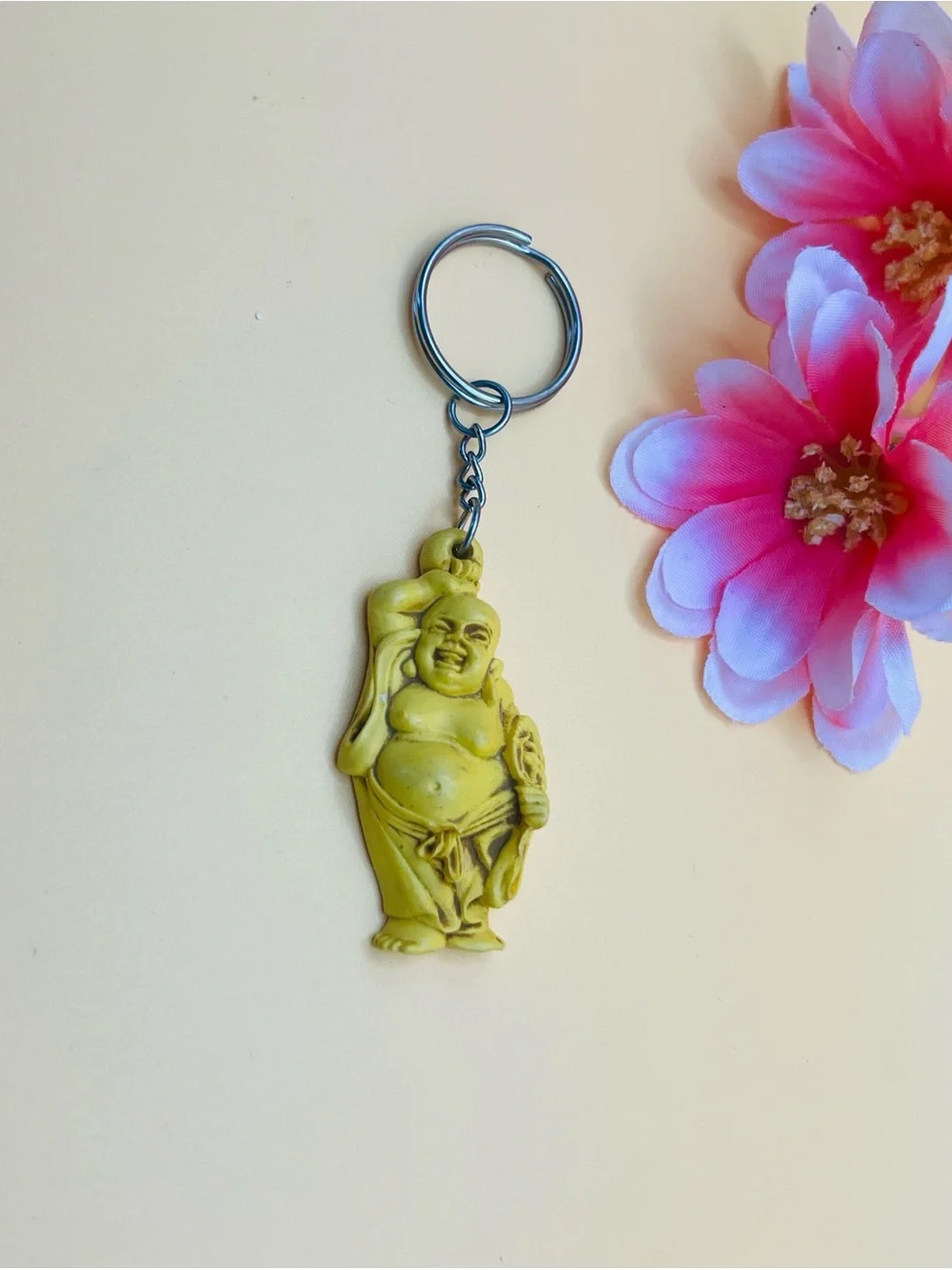 Yellow Laughing Buddha Keychain